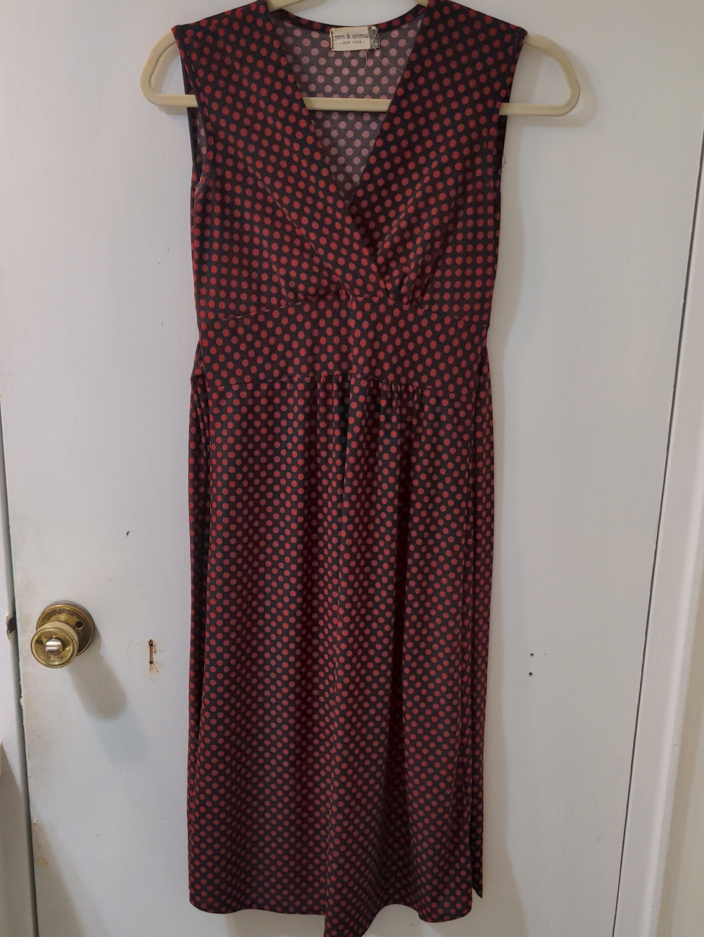 Ann Taylor Burgundy Dress with Black Polka Dots